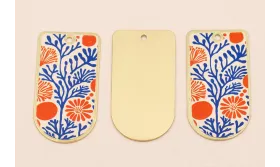 Pieza 50*25 Oro mate  Corales Rojos y Azules / Cuentas Metálicas de Latón / Zamak