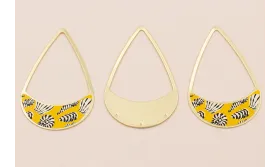 Colgante lágrima 58*37mm Oro Mate conchas Amarillo / Cuentas Metálicas de Latón / Zamak