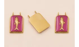 Colgante Chapa Pez Stainless Steel 25*15 Morado / Cuentas Metálicas de Acero Inoxidable