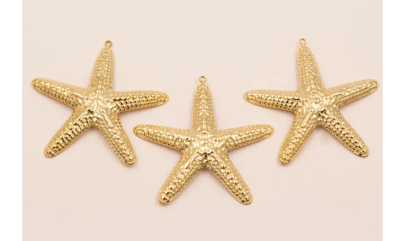 Colgante Estrella Coral 60mm Stainless Steel Oro / Cuentas Metálicas de Acero Inoxidable