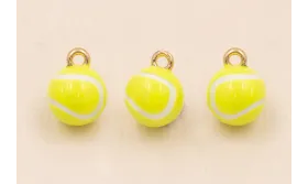 Colgante Pelota Tenis 7mm Verde / Cuentas Metálicas de Latón / Zamak