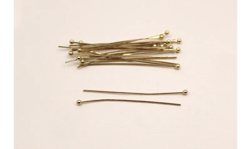 Alfiler 0,6*40mm cabeza Bola de 2mm Oro / Alfileres de Latón / Zamak