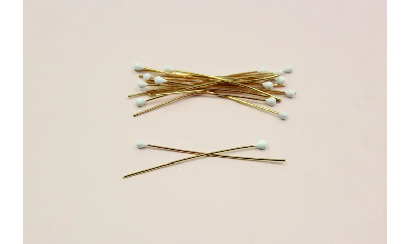 Alfiler cabeza redonda y esmaltada 2mm*40mm Blanco / Alfileres de Latón / Zamak