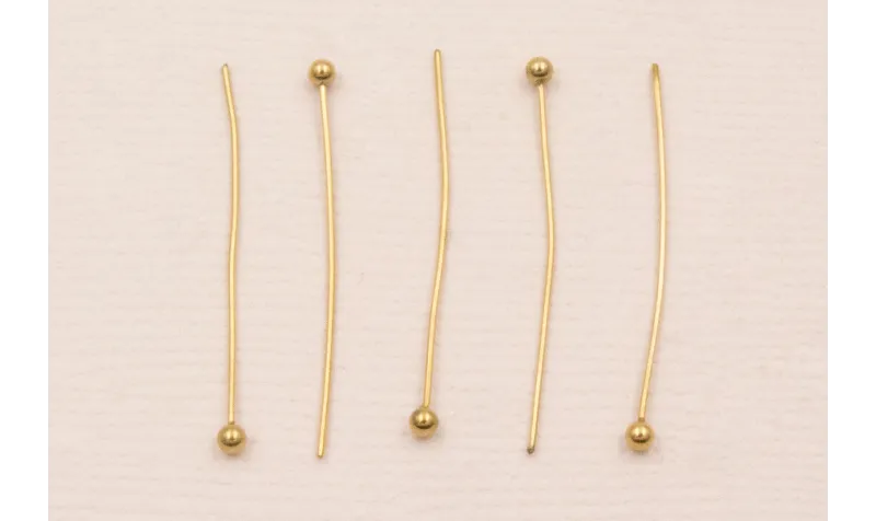 Alfiler Acero Inox. 316L  0,5*30*2mm Baño Oro / Alfileres de Acero Inoxidable