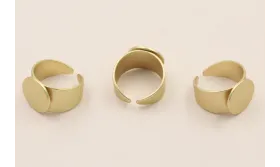 Anillo disco plano 13mm oro mate / Bases de Anillos de Latón / Zamak