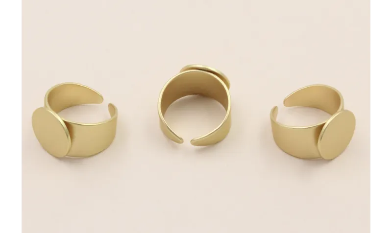 Anillo disco plano 13mm oro mate / Bases de Anillos de Latón / Zamak