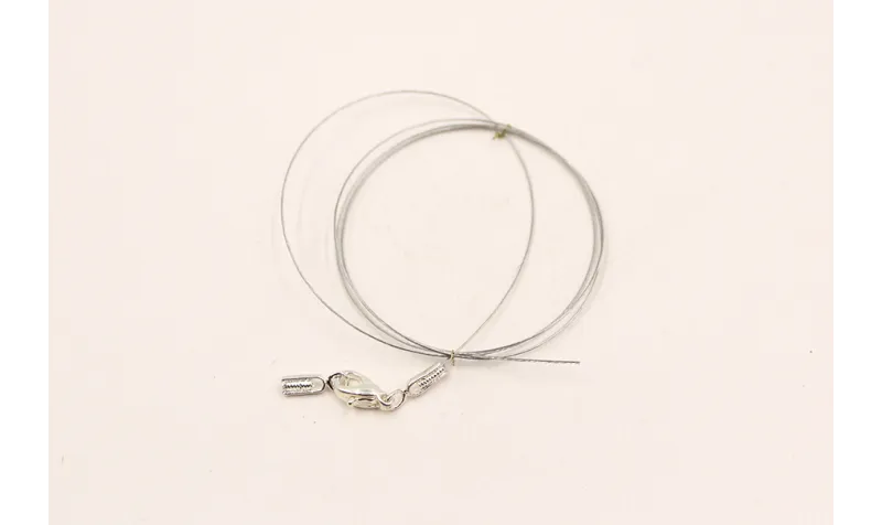 Cierre completo hilo Acero mosquetones Plata 50cms / Cierres de Acero Inoxidable