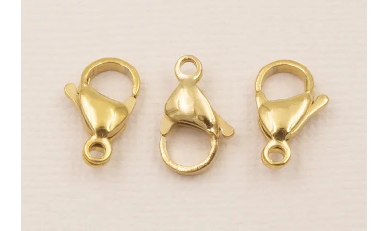 Stainless Steel: Mosquetón Acero Dorado 15mm  / Cierres de Acero Inoxidable