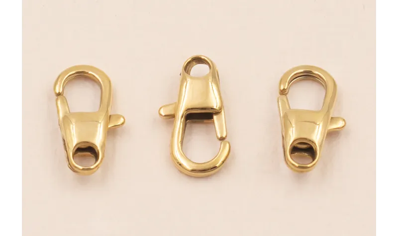 Cierre Mosquetón Acero Inox. 15*7mm Oro
