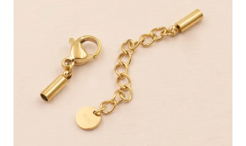 Cierre Complero Acero 316L con terminal de 2mm Oro / Cierres de Acero Inoxidable