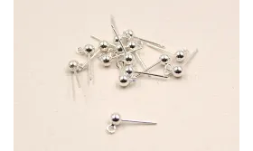 PENDIENTE DORMILON PLATA CABEZAL BOLA 4MM ANILLA / Base Pendientes 