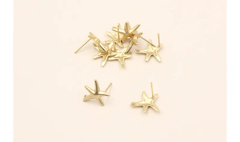 Perno Estralla Mar 15mm Oro Mate / Base Pendientes 