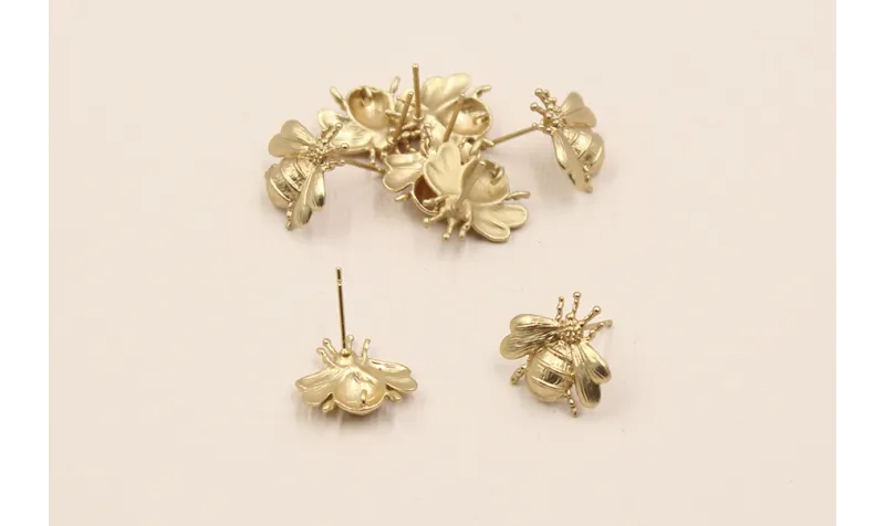 Perno Abeja 16*17mm Oro Mate / Base Pendientes 