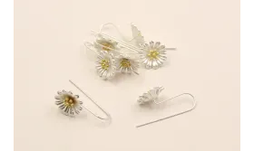 Pendiente gancho margarita 16mm. Oro y Plata Mate / Base Pendientes 