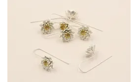 Pendiente  capullo gancho 16mm. Oro y Plata Mate / Base Pendientes 