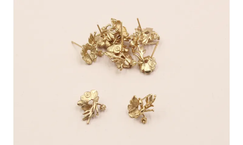 Perno Ramillete 18*12mm Oro Mate / Base Pendientes 