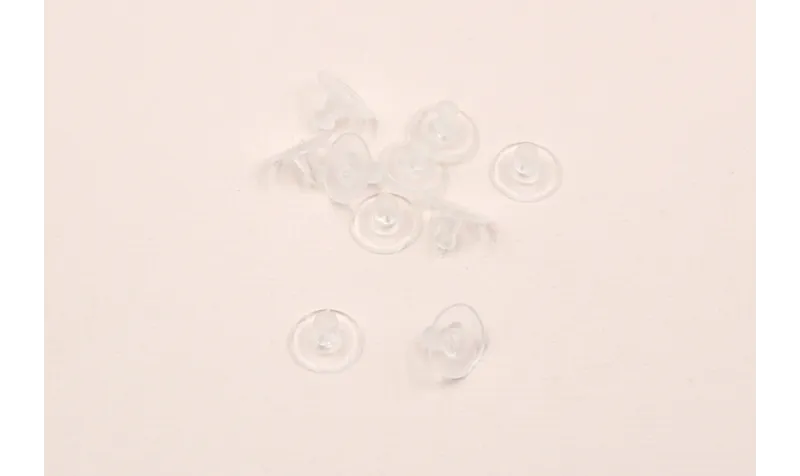 Tapón silicona transparente para pendiente / Tuercas de Latón / Zamak