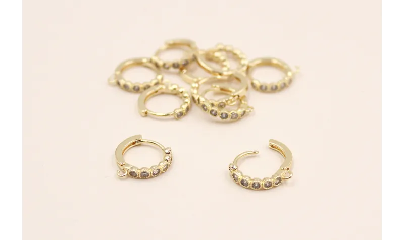 Perno cristales 14mm diámetro Oro Mate / Base Pendientes 