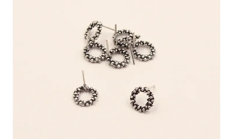Perno corona flores 11mm Plata Vieja / Base Pendientes 
