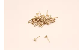 Perno con bolita de 3mm y anilla Oro Mate / Base Pendientes 