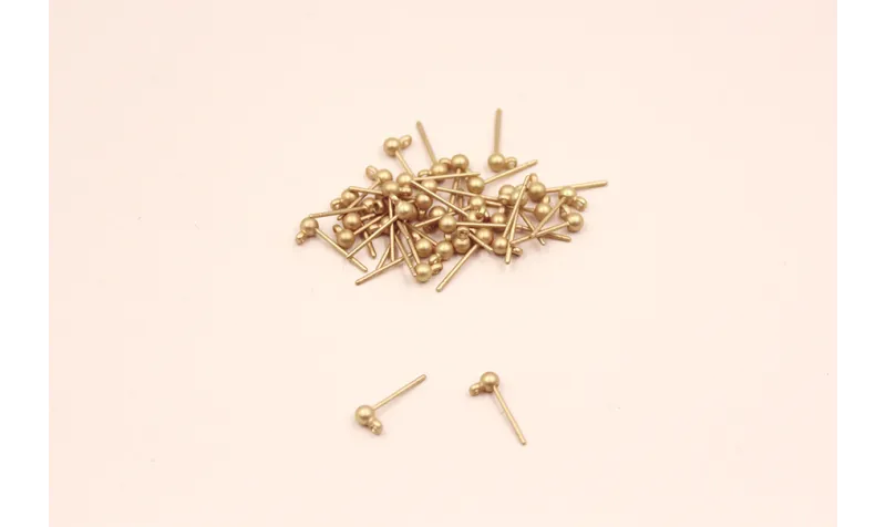 Perno con bolita de 3mm y anilla Oro Mate / Base Pendientes 