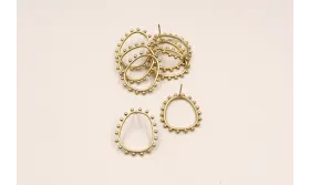 Perno Ovalado 25*28mm Bolitas Oro Mate / Base Pendientes 
