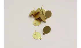 Perno Disco plano de 13mm Oro Mate / Base Pendientes 