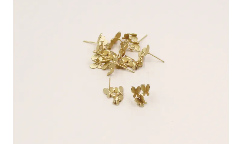 Perno Trio mariposas 12*10mm Oro Mate / Base Pendientes 