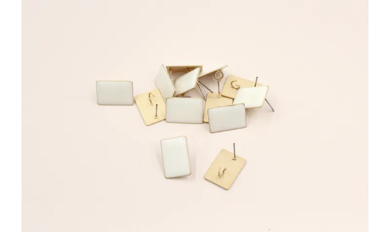 Perno rectangulo esmaltado 17*13mm Blanco / Base Pendientes 