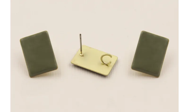 Perno rectangulo esmaltado 17*13mm Verde / Base Pendientes 