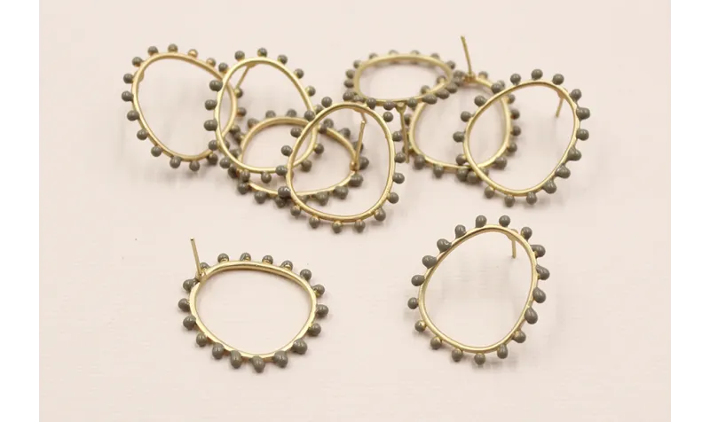 Pendiente Aro 26*22mm Bolas Grises de 3mm / Base Pendientes 