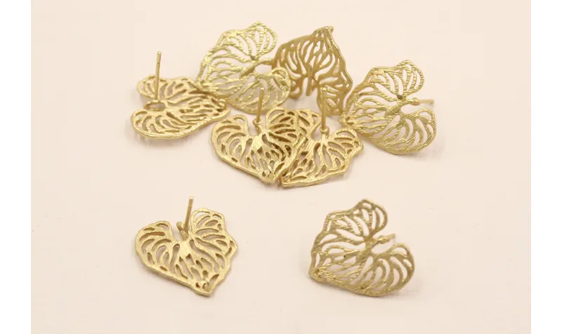 Pendiente Hoja calada 20*20mm Dorado Mate / Base Pendientes 