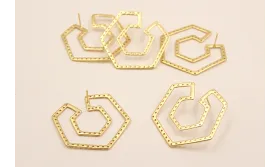 Pendiente Hexágonos 40*33mm Dorado Mate / Base Pendientes 