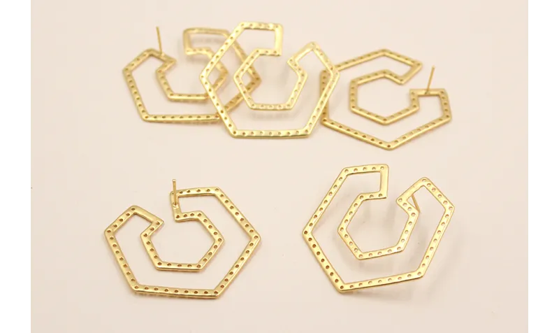 Pendiente Hexágonos 40*33mm Dorado Mate / Base Pendientes 