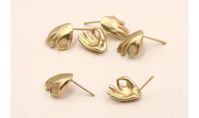 Perno Mano 12*6*7mm Dorado Mate / Base Pendientes 