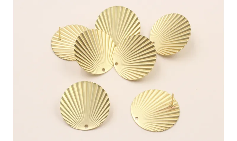 Perno Disco ondulado 25mm Dorado Mate / Base Pendientes 