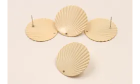 Perno Disco ondulado 25mm Esmalte Melocotón / Base Pendientes 