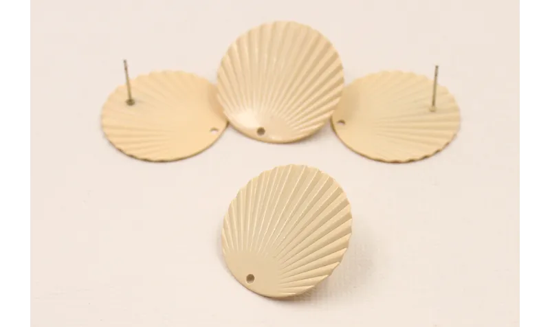 Perno Disco ondulado 25mm Esmalte Melocotón / Base Pendientes 