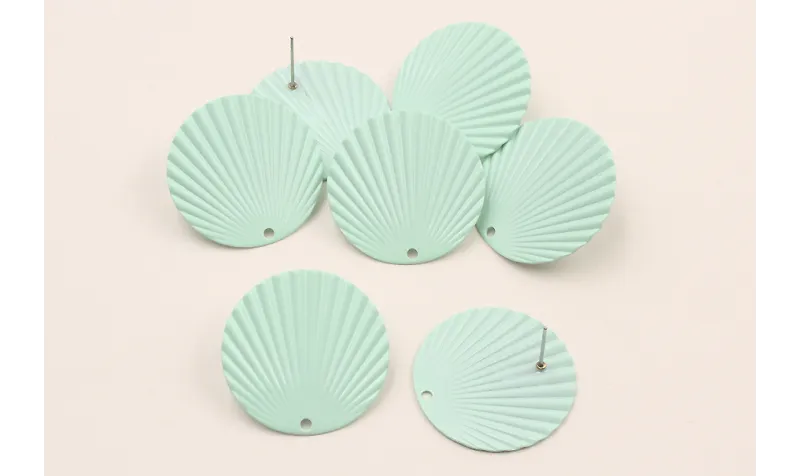 Perno Disco ondulado 25mm Esmalte verde Turquesa / Base Pendientes 