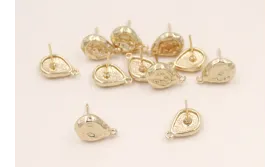 Perno Gota martilleada 12*8mm Oro / Base Pendientes 