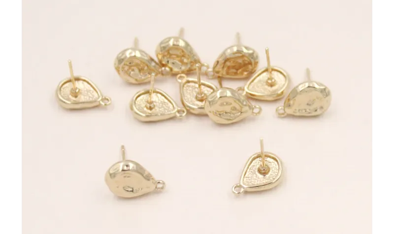Perno Gota martilleada 12*8mm Oro / Base Pendientes 
