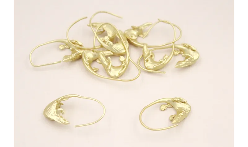 Pendiente Lagarto 30*15mm Dorado Mate / Base Pendientes 