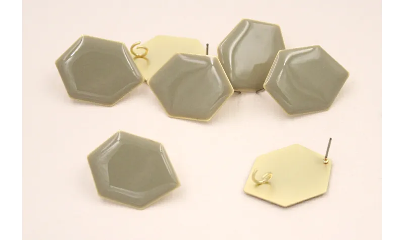 Hexágono 30*20mm Esmalte Visón / Base Pendientes 