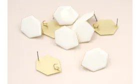 Hexágono 30*20mm Esmalte Blanco / Base Pendientes 