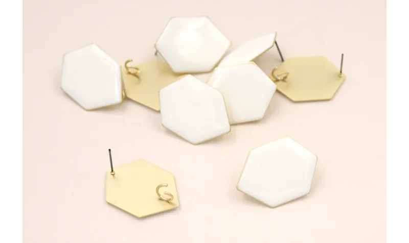 Hexágono 30*20mm Esmalte Blanco / Base Pendientes 