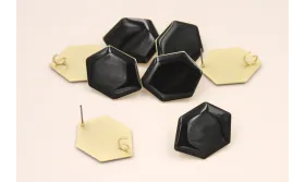 Hexágono 30*20mm Esmalte Negro / Base Pendientes 