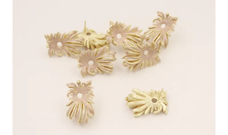 Perno Nenufar Dorado Mate 25*13mm Visón / Base Pendientes 