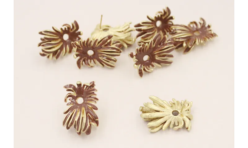 Perno Nenufar Dorado Mate 25*13mm Marrón / Base Pendientes 