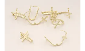 Perno doble Cruz desmontable 17*10mm Dorado Mate / Base Pendientes 