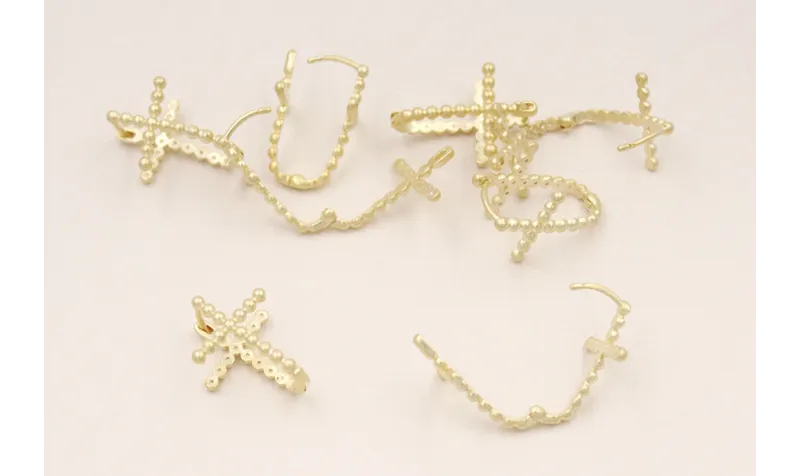 Perno doble Cruz desmontable 17*10mm Dorado Mate / Base Pendientes 